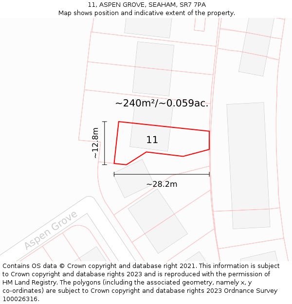 11, ASPEN GROVE, SEAHAM, SR7 7PA: Plot and title map