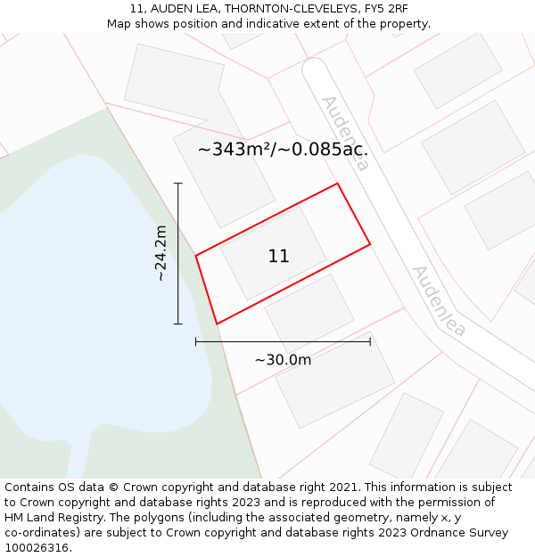 11, AUDEN LEA, THORNTON-CLEVELEYS, FY5 2RF: Plot and title map
