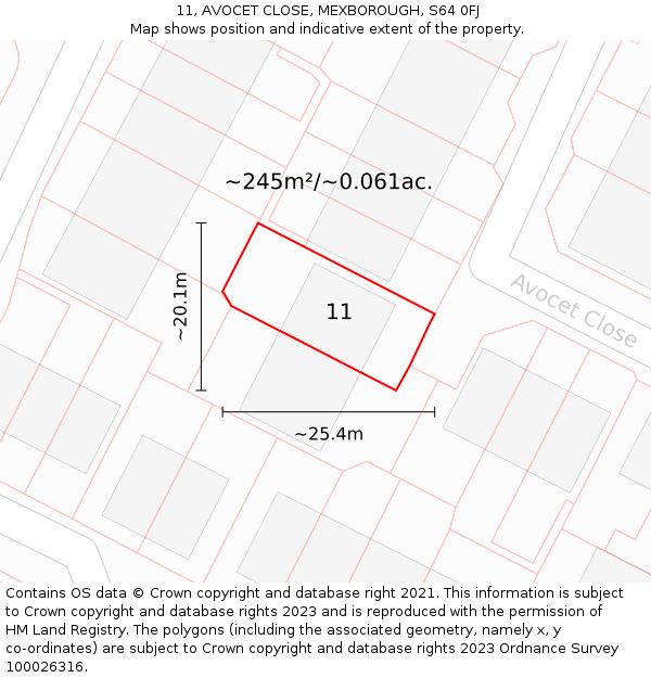 11, AVOCET CLOSE, MEXBOROUGH, S64 0FJ: Plot and title map