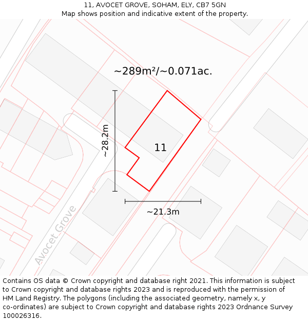11, AVOCET GROVE, SOHAM, ELY, CB7 5GN: Plot and title map