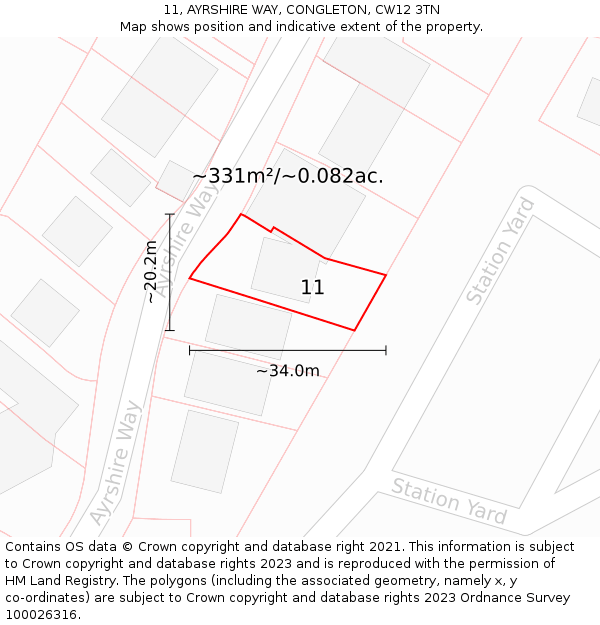 11, AYRSHIRE WAY, CONGLETON, CW12 3TN: Plot and title map