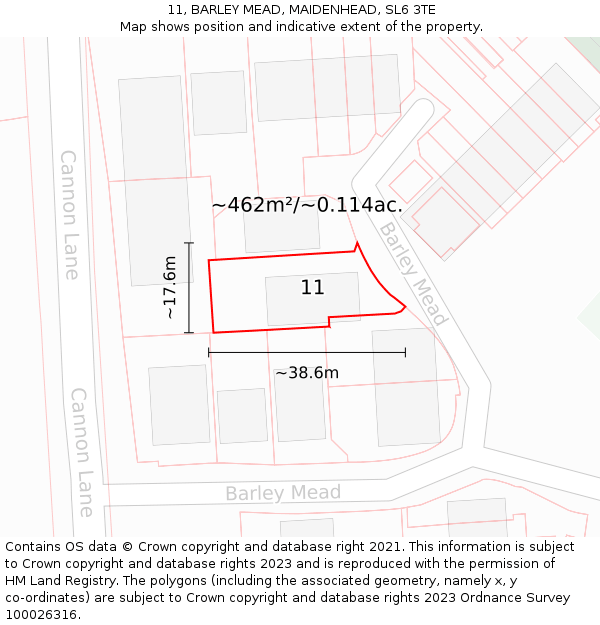 11, BARLEY MEAD, MAIDENHEAD, SL6 3TE: Plot and title map
