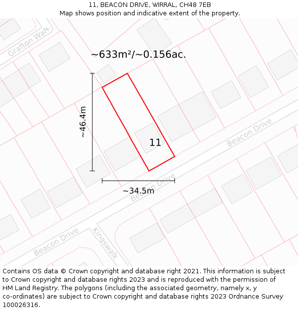 11, BEACON DRIVE, WIRRAL, CH48 7EB: Plot and title map