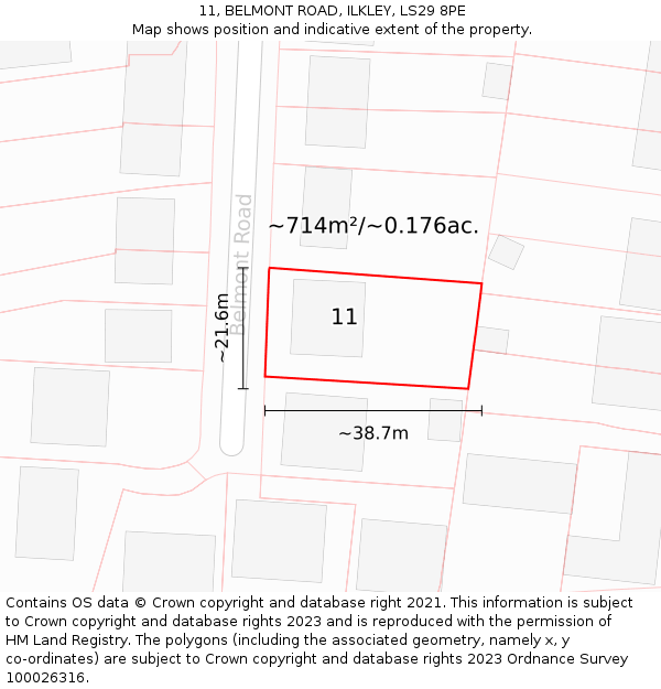11, BELMONT ROAD, ILKLEY, LS29 8PE: Plot and title map