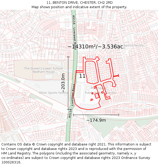 11, BENTON DRIVE, CHESTER, CH2 2RD: Plot and title map