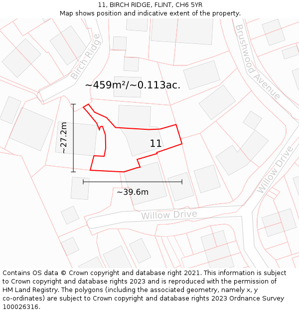 11, BIRCH RIDGE, FLINT, CH6 5YR: Plot and title map