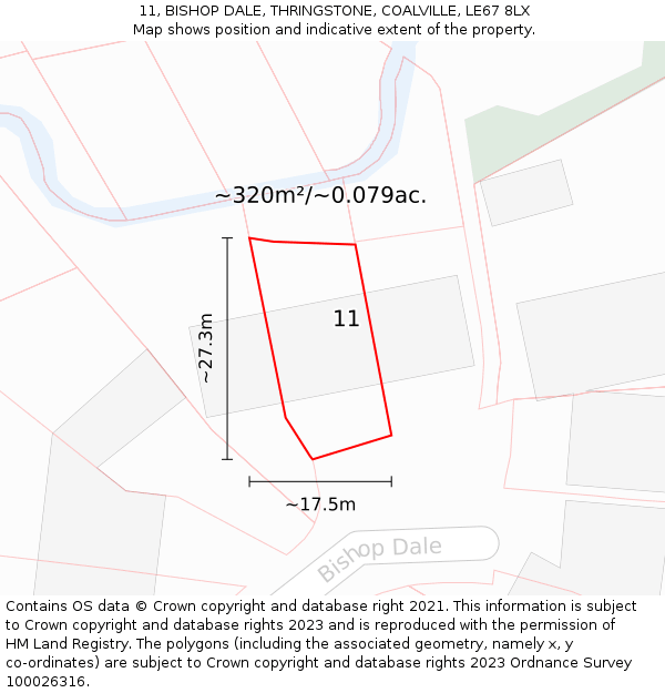 11, BISHOP DALE, THRINGSTONE, COALVILLE, LE67 8LX: Plot and title map