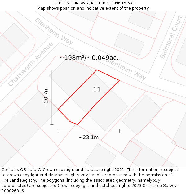 11, BLENHEIM WAY, KETTERING, NN15 6XH: Plot and title map
