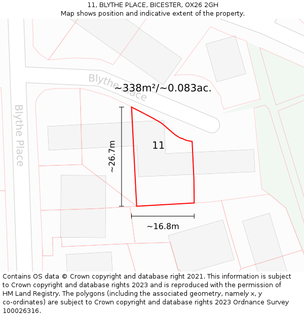11, BLYTHE PLACE, BICESTER, OX26 2GH: Plot and title map