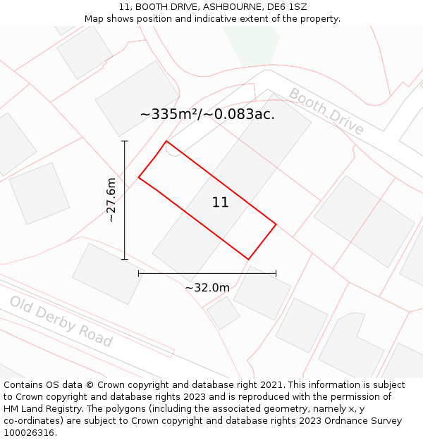11, BOOTH DRIVE, ASHBOURNE, DE6 1SZ: Plot and title map