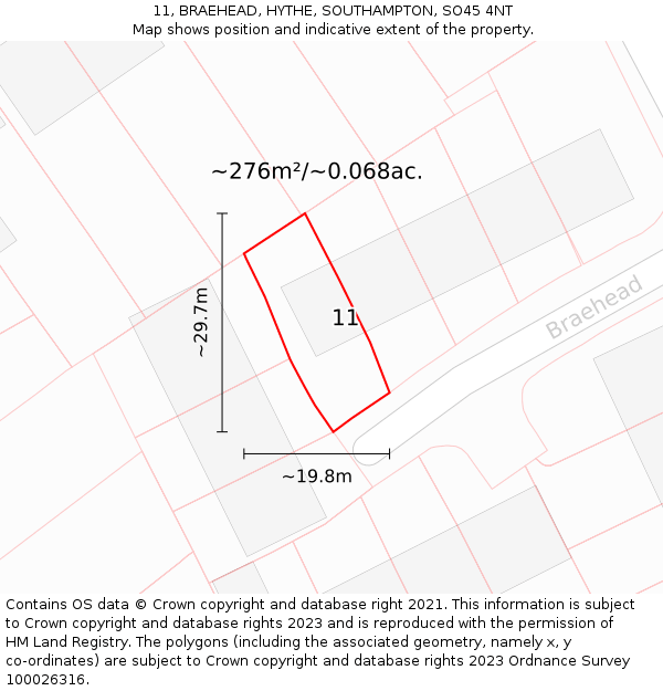 11, BRAEHEAD, HYTHE, SOUTHAMPTON, SO45 4NT: Plot and title map