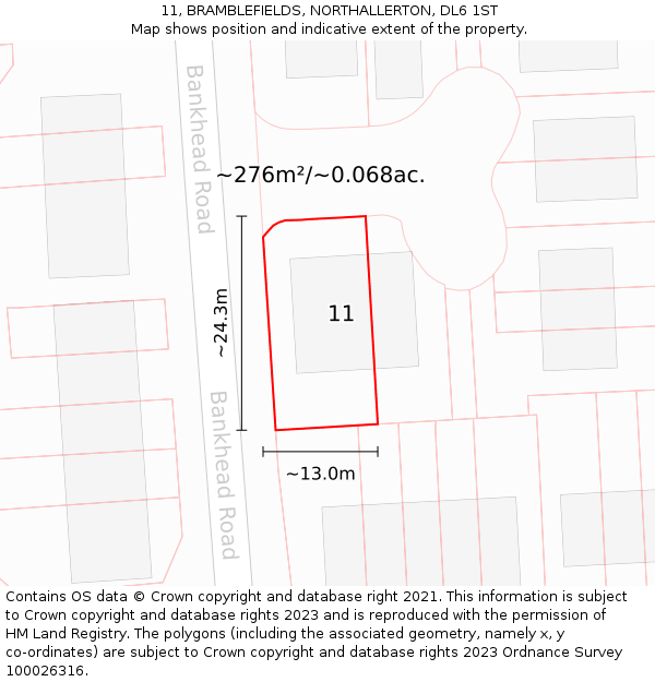 11, BRAMBLEFIELDS, NORTHALLERTON, DL6 1ST: Plot and title map