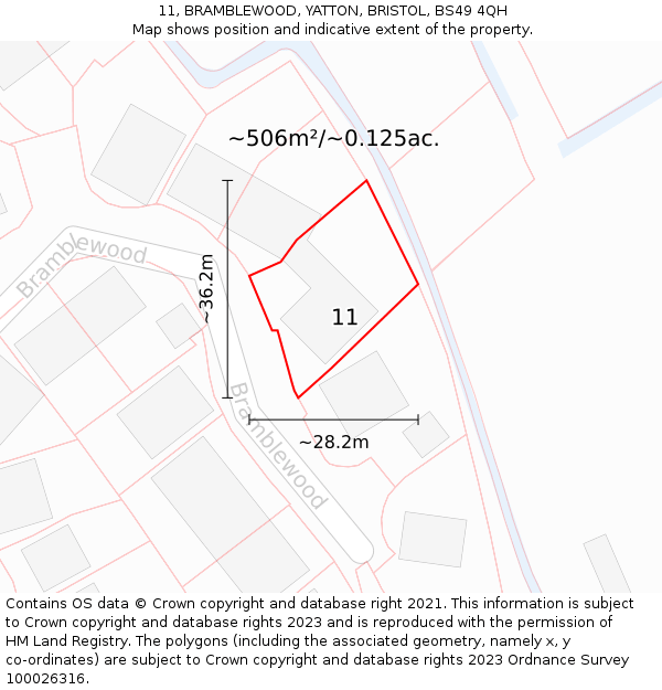 11, BRAMBLEWOOD, YATTON, BRISTOL, BS49 4QH: Plot and title map