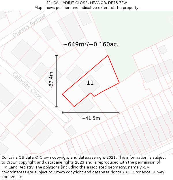 11, CALLADINE CLOSE, HEANOR, DE75 7EW: Plot and title map
