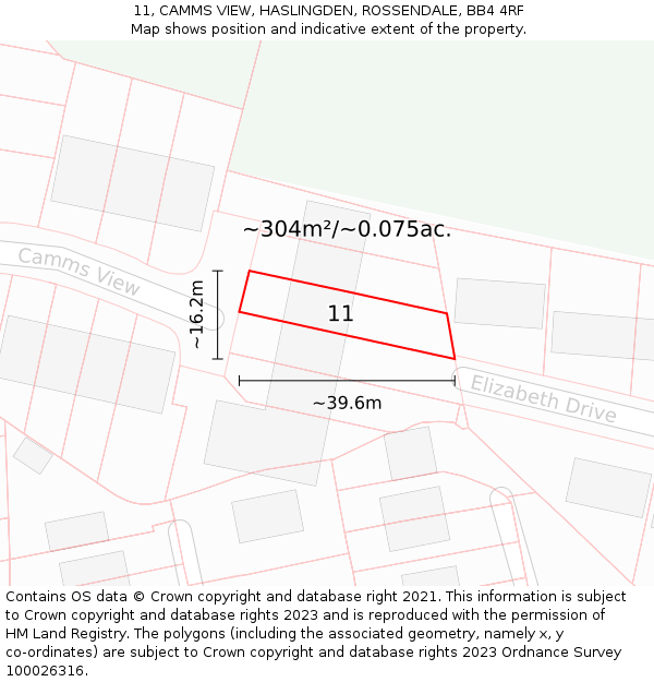 11, CAMMS VIEW, HASLINGDEN, ROSSENDALE, BB4 4RF: Plot and title map