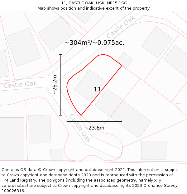 11, CASTLE OAK, USK, NP15 1SG: Plot and title map