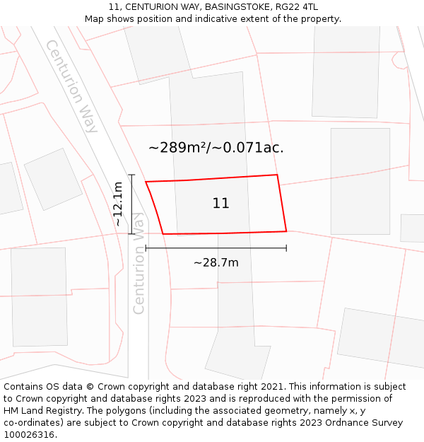 11, CENTURION WAY, BASINGSTOKE, RG22 4TL: Plot and title map