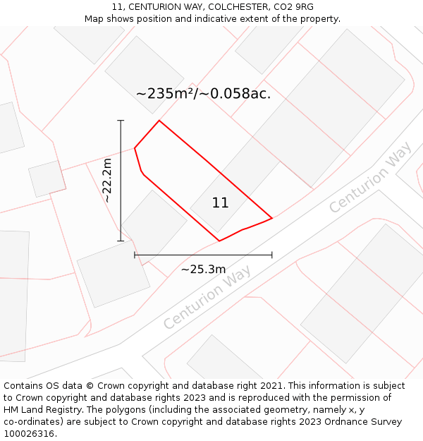 11, CENTURION WAY, COLCHESTER, CO2 9RG: Plot and title map