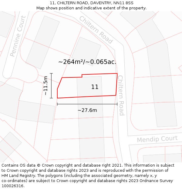 11, CHILTERN ROAD, DAVENTRY, NN11 8SS: Plot and title map