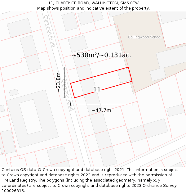 11, CLARENCE ROAD, WALLINGTON, SM6 0EW: Plot and title map