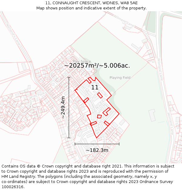 11, CONNAUGHT CRESCENT, WIDNES, WA8 5AE: Plot and title map