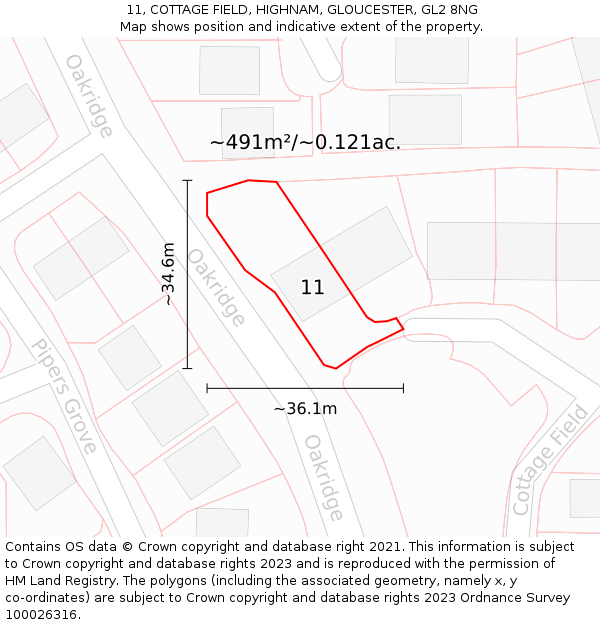 11, COTTAGE FIELD, HIGHNAM, GLOUCESTER, GL2 8NG: Plot and title map