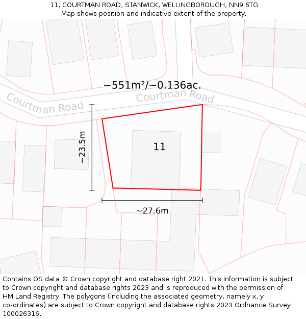 11, COURTMAN ROAD, STANWICK, WELLINGBOROUGH, NN9 6TG: Plot and title map