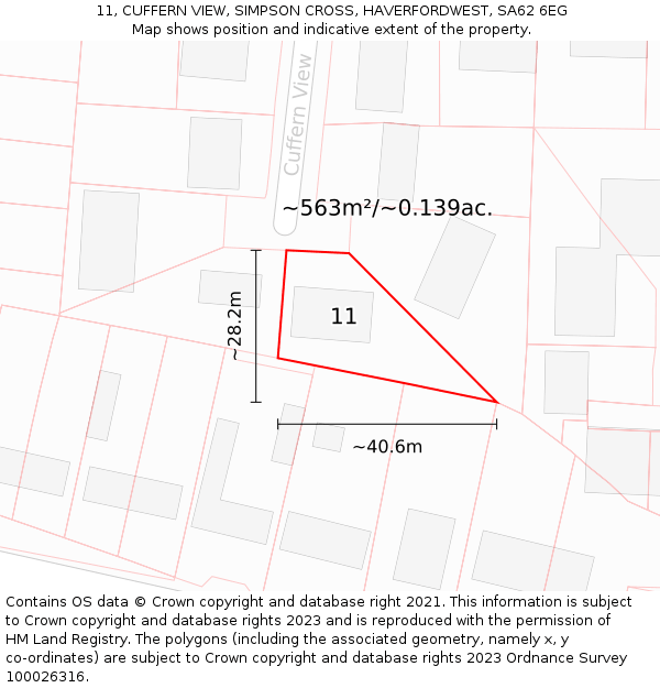 11, CUFFERN VIEW, SIMPSON CROSS, HAVERFORDWEST, SA62 6EG: Plot and title map