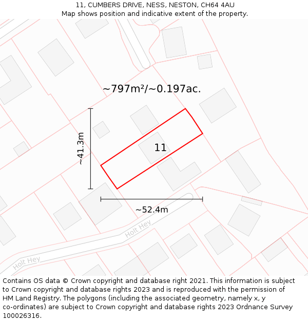 11, CUMBERS DRIVE, NESS, NESTON, CH64 4AU: Plot and title map