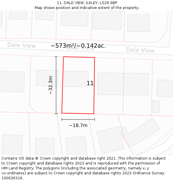 11, DALE VIEW, ILKLEY, LS29 9BP: Plot and title map