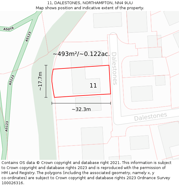 11, DALESTONES, NORTHAMPTON, NN4 9UU: Plot and title map