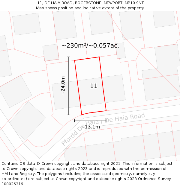 11, DE HAIA ROAD, ROGERSTONE, NEWPORT, NP10 9NT: Plot and title map