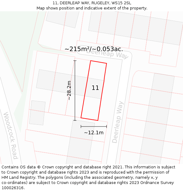 11, DEERLEAP WAY, RUGELEY, WS15 2SL: Plot and title map