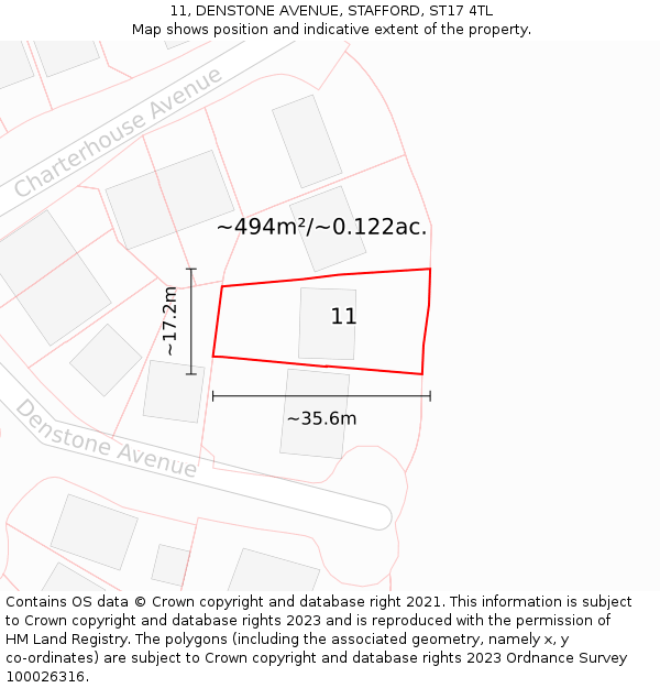 11, DENSTONE AVENUE, STAFFORD, ST17 4TL: Plot and title map