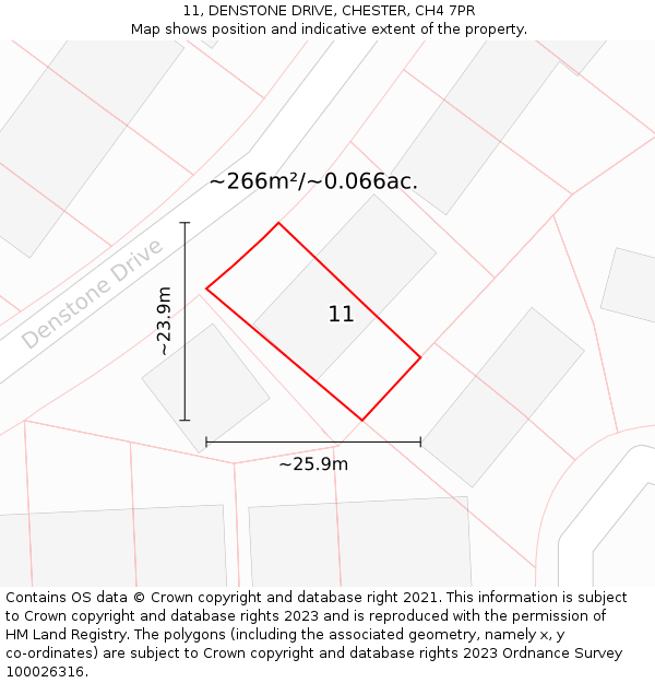 11, DENSTONE DRIVE, CHESTER, CH4 7PR: Plot and title map