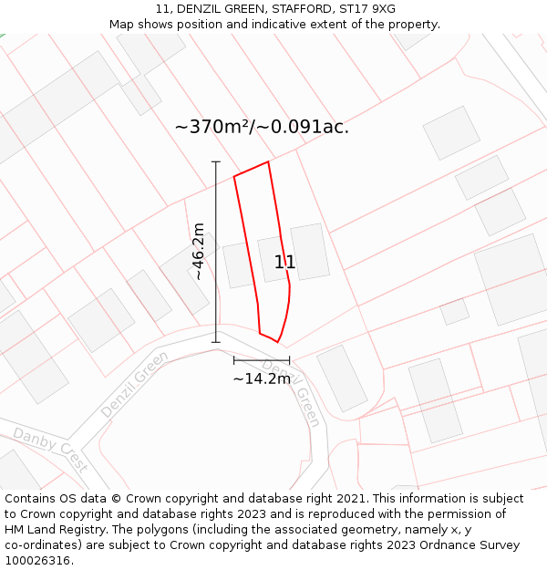 11, DENZIL GREEN, STAFFORD, ST17 9XG: Plot and title map