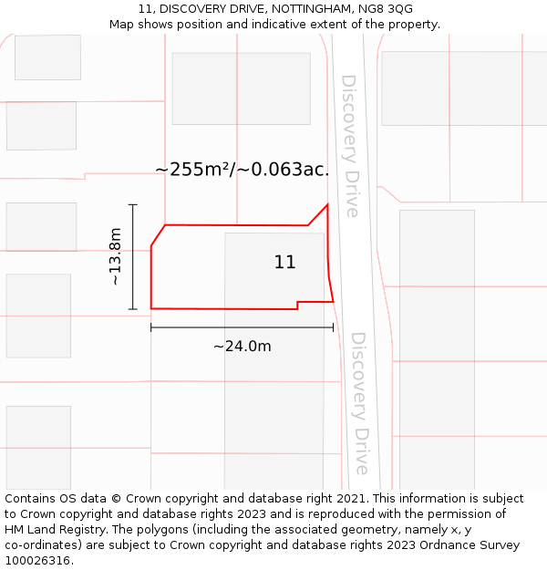 11, DISCOVERY DRIVE, NOTTINGHAM, NG8 3QG: Plot and title map