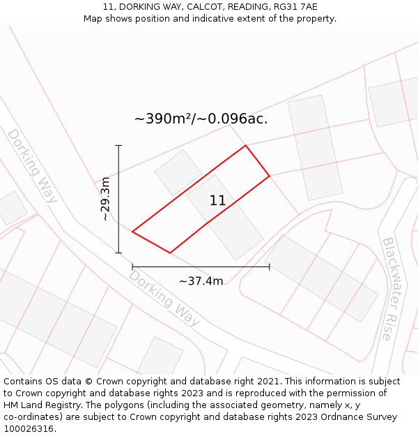 11, DORKING WAY, CALCOT, READING, RG31 7AE: Plot and title map