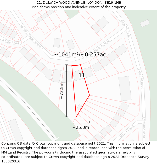 11, DULWICH WOOD AVENUE, LONDON, SE19 1HB: Plot and title map