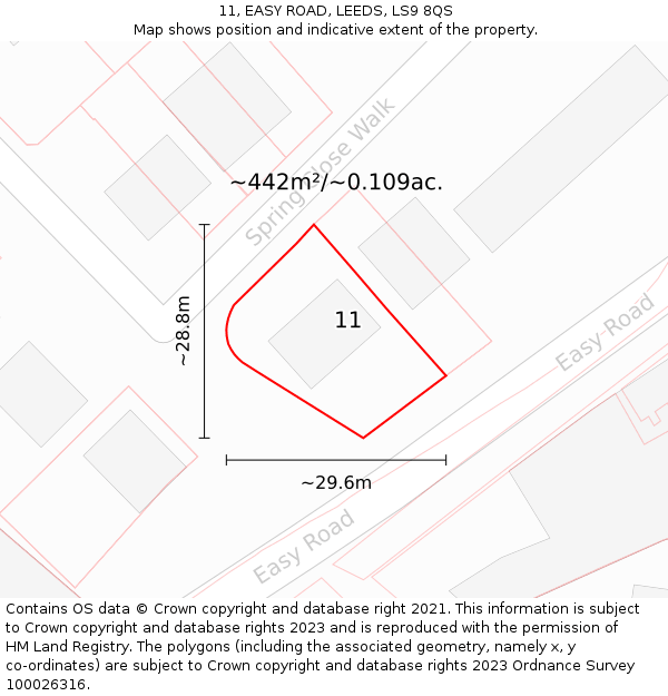 11, EASY ROAD, LEEDS, LS9 8QS: Plot and title map