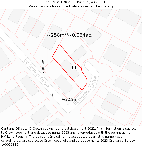 11, ECCLESTON DRIVE, RUNCORN, WA7 5BU: Plot and title map