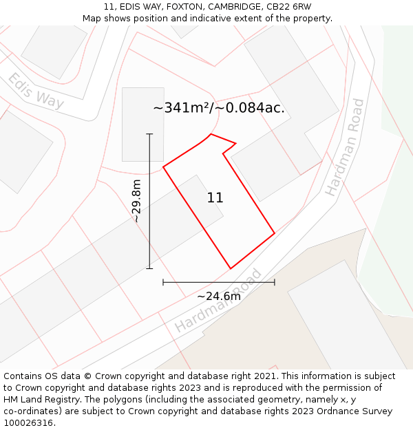 11, EDIS WAY, FOXTON, CAMBRIDGE, CB22 6RW: Plot and title map
