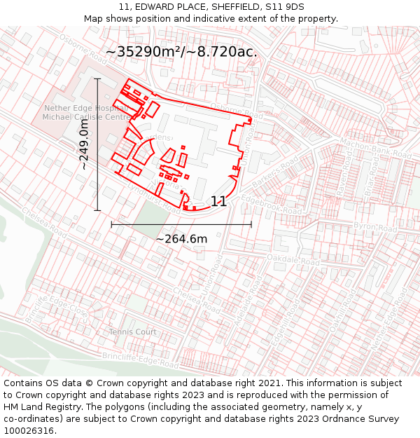 11, EDWARD PLACE, SHEFFIELD, S11 9DS: Plot and title map