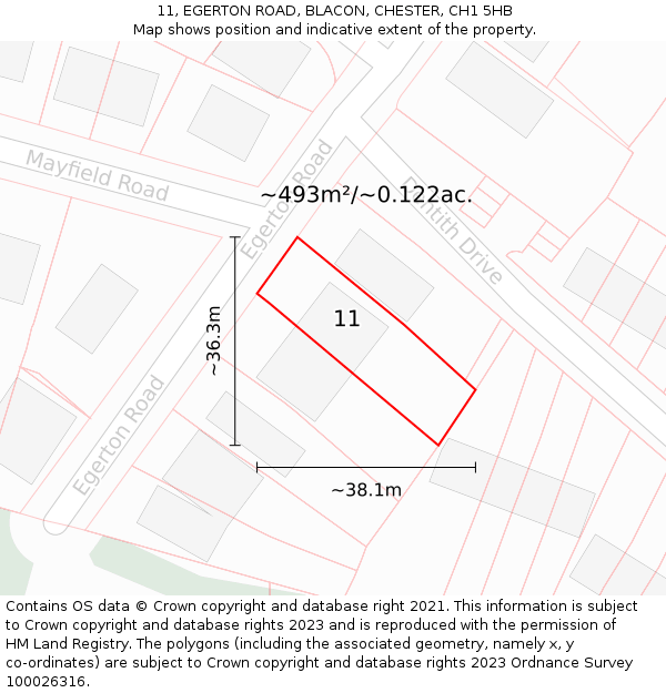 11, EGERTON ROAD, BLACON, CHESTER, CH1 5HB: Plot and title map