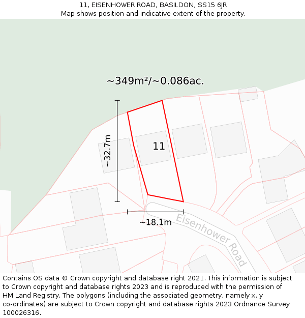11, EISENHOWER ROAD, BASILDON, SS15 6JR: Plot and title map