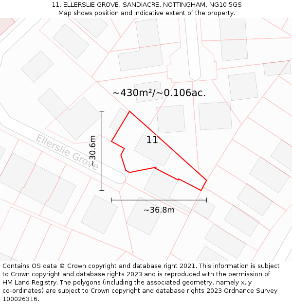 11, ELLERSLIE GROVE, SANDIACRE, NOTTINGHAM, NG10 5GS: Plot and title map