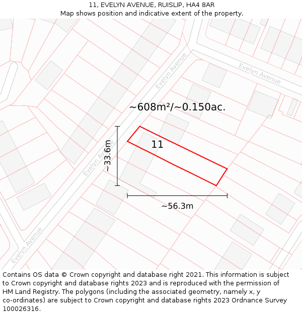 11, EVELYN AVENUE, RUISLIP, HA4 8AR: Plot and title map