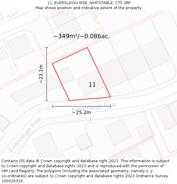 11, EVERSLEIGH RISE, WHITSTABLE, CT5 3RP: Plot and title map