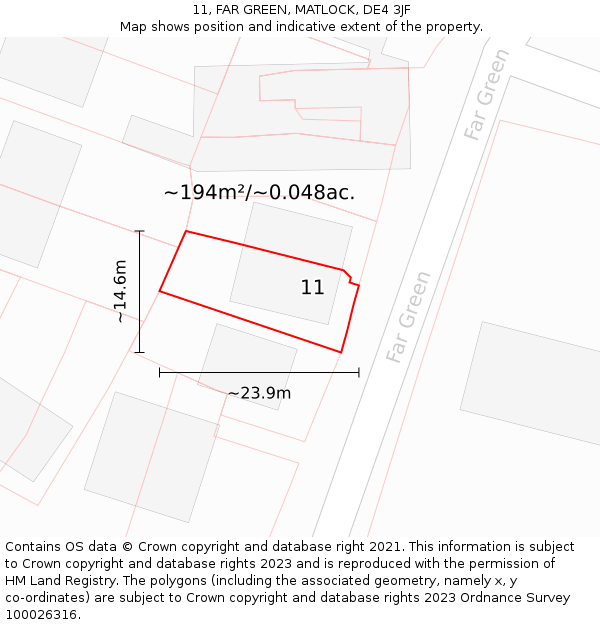 11, FAR GREEN, MATLOCK, DE4 3JF: Plot and title map