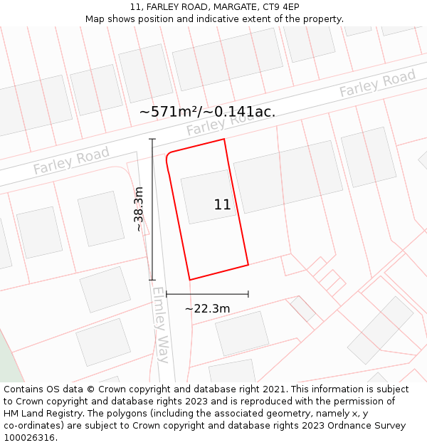 11, FARLEY ROAD, MARGATE, CT9 4EP: Plot and title map